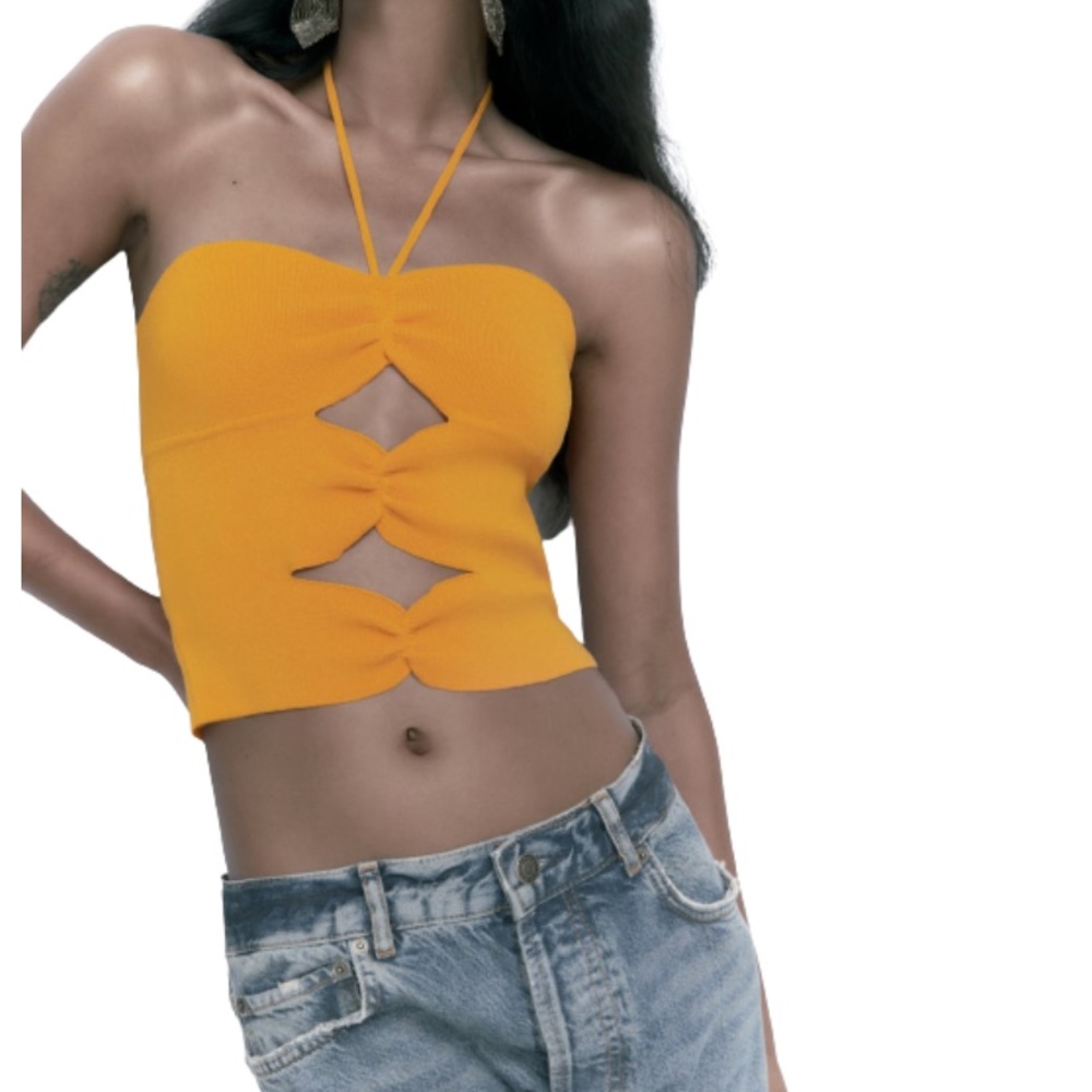 Zara woman’s orange cut out crop top - Picture 2 of 12